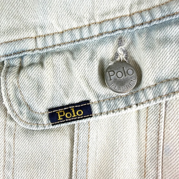 POLO RALPH LAUREN Stonewashed Destressed Denim Trucker Jacket Mens Size L - Picture 3 of 10